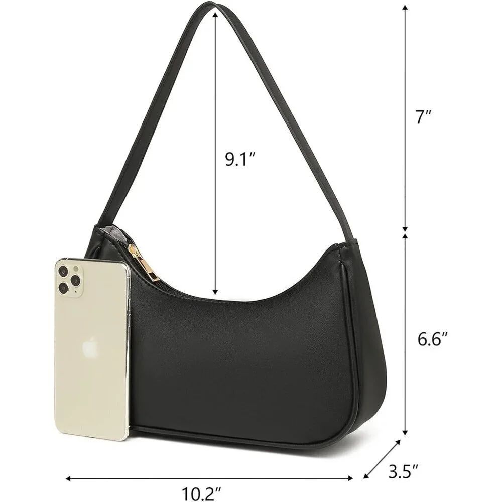 Vegan Leather Shoulder Bag Women Hobo Tote Purse Clutch Zipper Closure